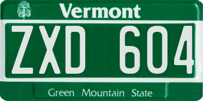 VT license plate ZXD604