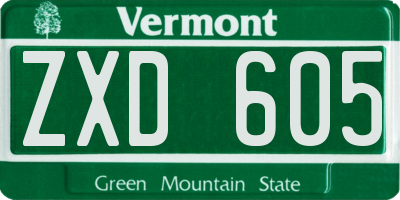 VT license plate ZXD605