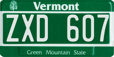 VT license plate ZXD607