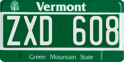 VT license plate ZXD608