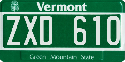 VT license plate ZXD610