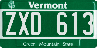VT license plate ZXD613