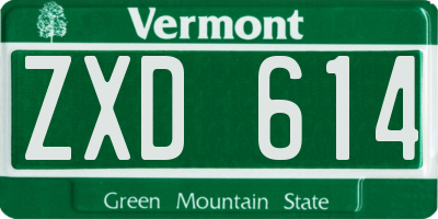 VT license plate ZXD614