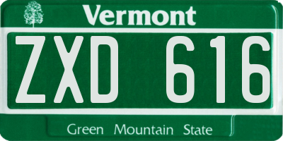 VT license plate ZXD616