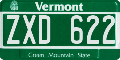 VT license plate ZXD622