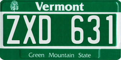 VT license plate ZXD631