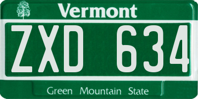 VT license plate ZXD634