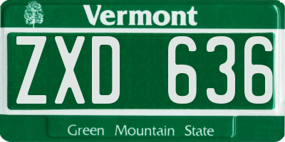 VT license plate ZXD636