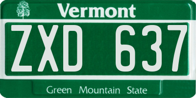 VT license plate ZXD637