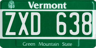 VT license plate ZXD638