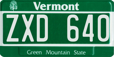 VT license plate ZXD640