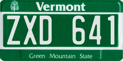 VT license plate ZXD641
