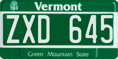 VT license plate ZXD645