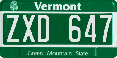 VT license plate ZXD647