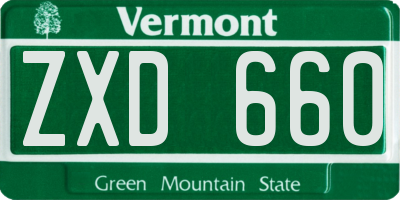 VT license plate ZXD660