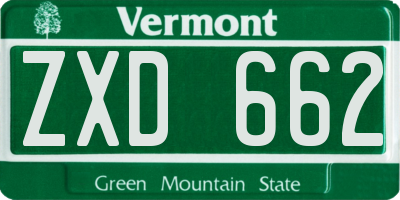 VT license plate ZXD662