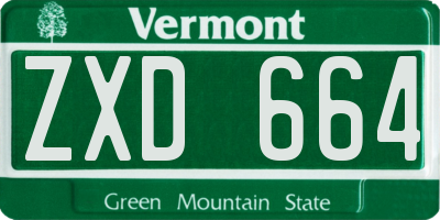 VT license plate ZXD664