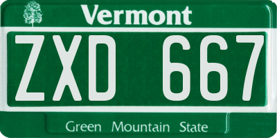 VT license plate ZXD667