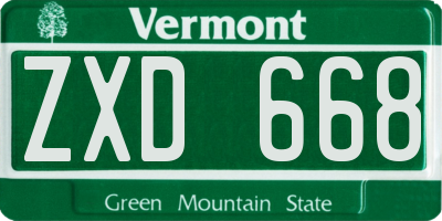 VT license plate ZXD668