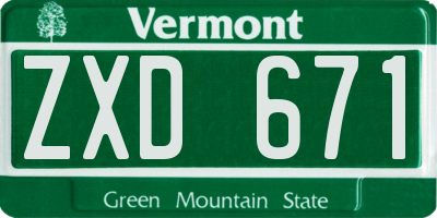 VT license plate ZXD671