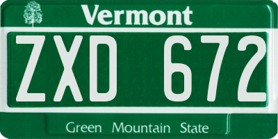 VT license plate ZXD672