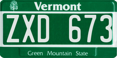VT license plate ZXD673