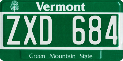 VT license plate ZXD684