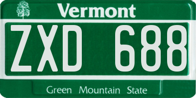 VT license plate ZXD688