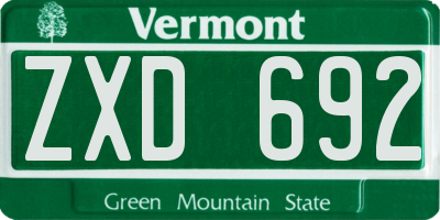 VT license plate ZXD692
