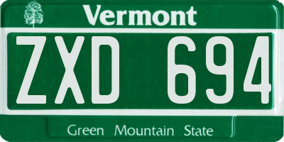 VT license plate ZXD694