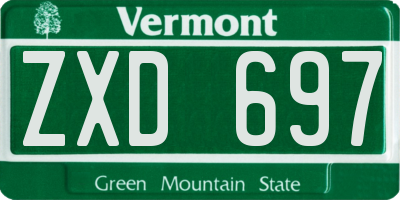 VT license plate ZXD697