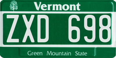 VT license plate ZXD698