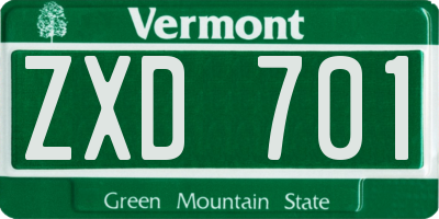 VT license plate ZXD701