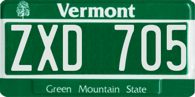 VT license plate ZXD705