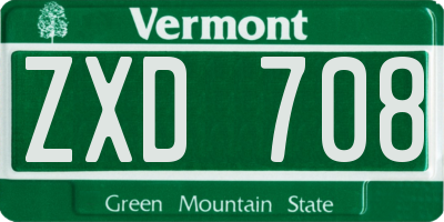 VT license plate ZXD708