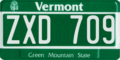 VT license plate ZXD709