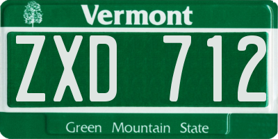VT license plate ZXD712