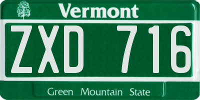 VT license plate ZXD716