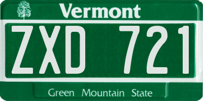 VT license plate ZXD721