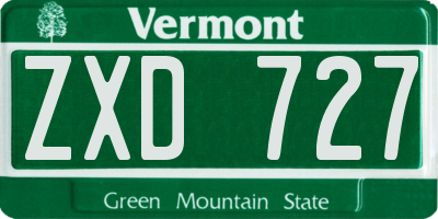 VT license plate ZXD727