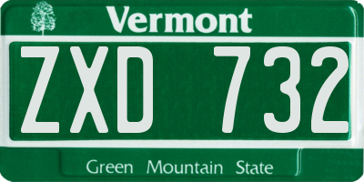 VT license plate ZXD732