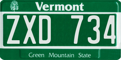 VT license plate ZXD734