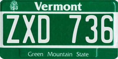 VT license plate ZXD736