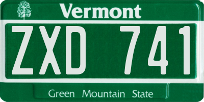 VT license plate ZXD741