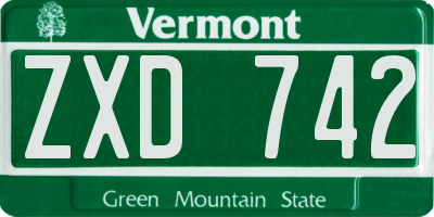 VT license plate ZXD742