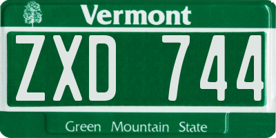 VT license plate ZXD744