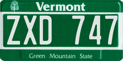 VT license plate ZXD747