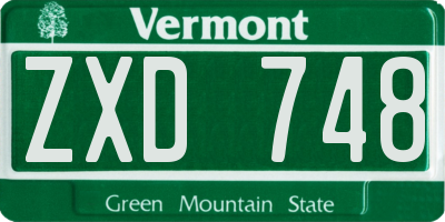 VT license plate ZXD748