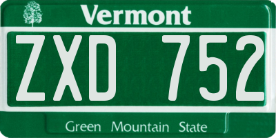 VT license plate ZXD752