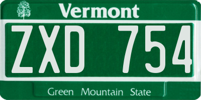VT license plate ZXD754